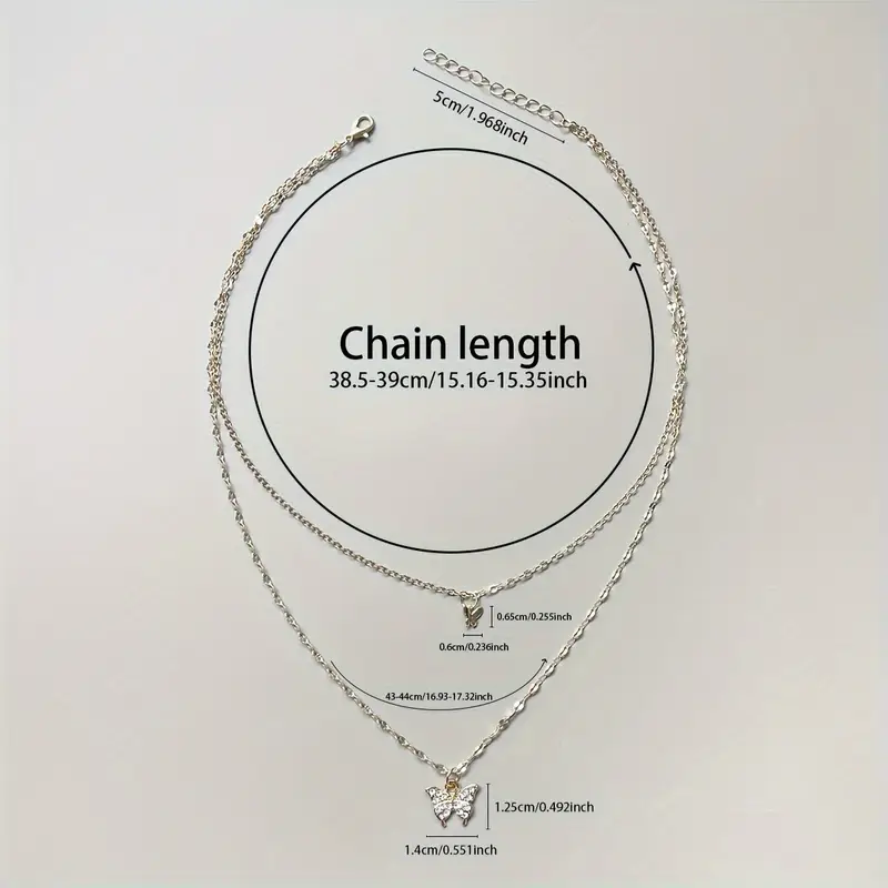 1pc Double Layer Butterfly Necklace Alloy Necklace-2 "Forever Connected" Double Butterfly Memorial Necklace