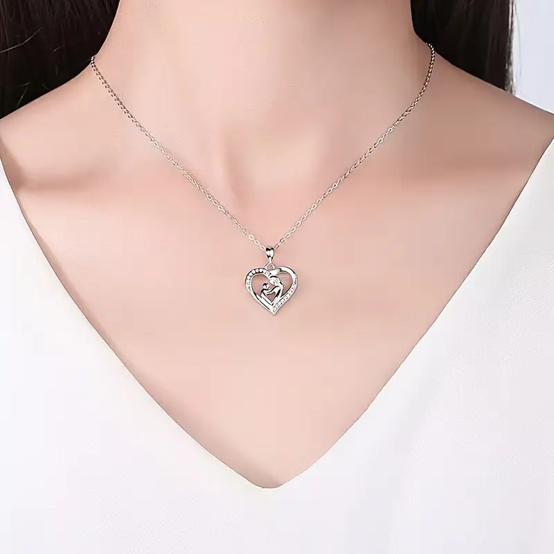 "Forever in My Heart" Mother & Angel Baby Pendant Necklace