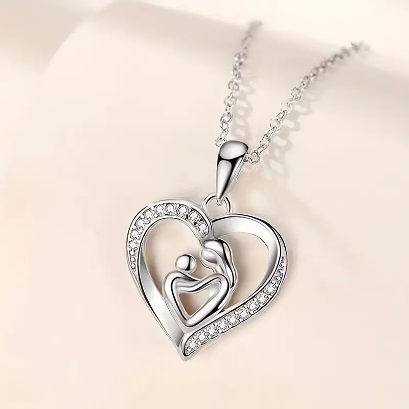 "Forever in My Heart" Mother & Angel Baby Pendant Necklace