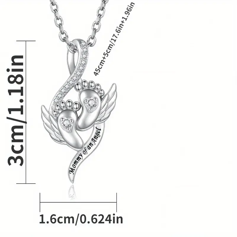 "Mommy of an Angel" Memorial Footprint Necklace