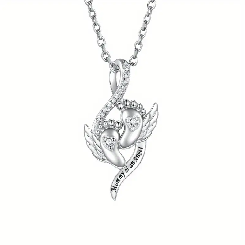 "Mommy of an Angel" Memorial Footprint Necklace