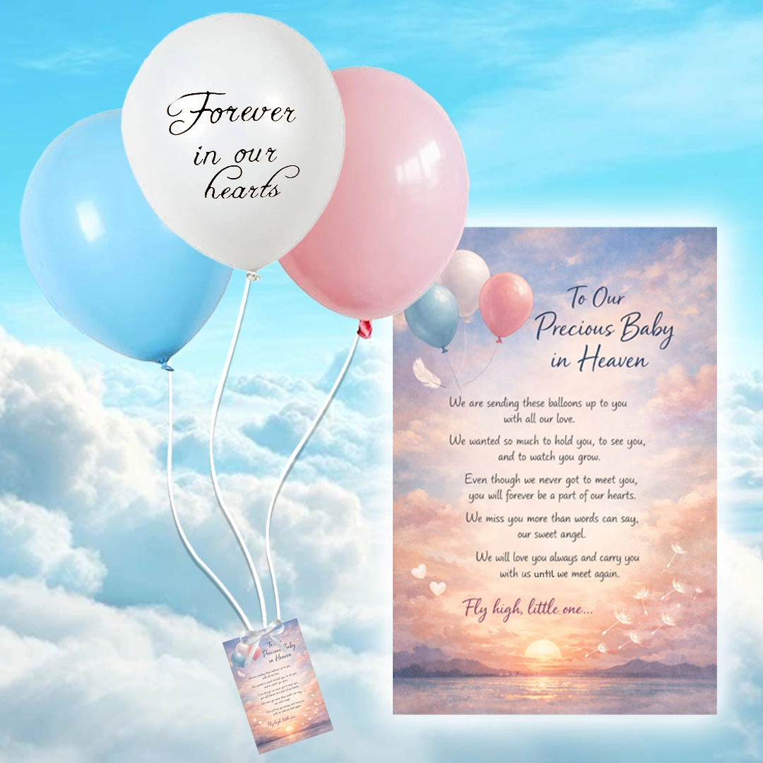 Memorial Balloon Release Kit- Pink and Blue Memorial Balloon Release Kit – Sending Love to Heaven